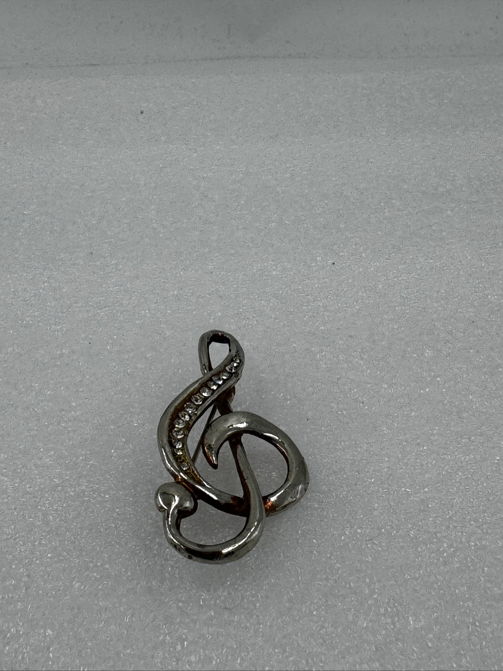 Muzieknoot Broche met Strass - Zilverkleurig